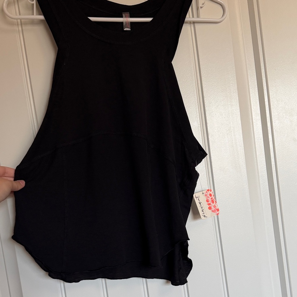 Free People Black Ribbed Racerback Tank